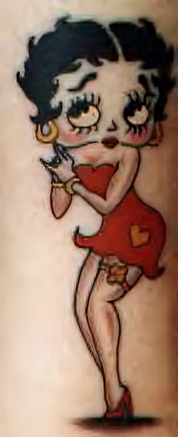 Betty Boop mit Strumpfband