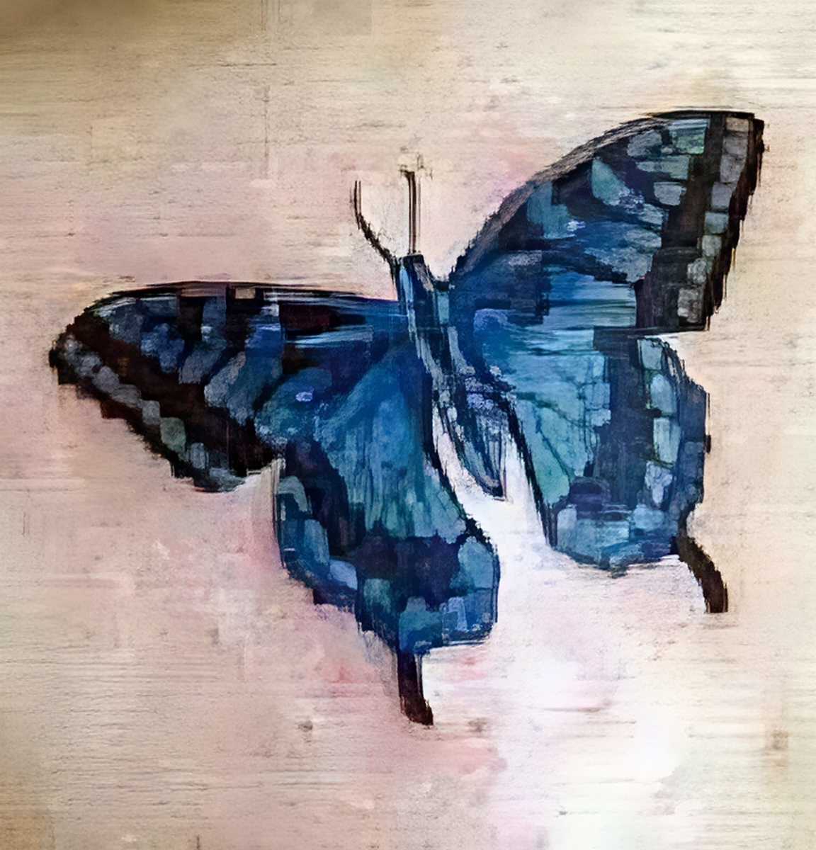 Blauer Schmetterling mit realistischem Aussehen