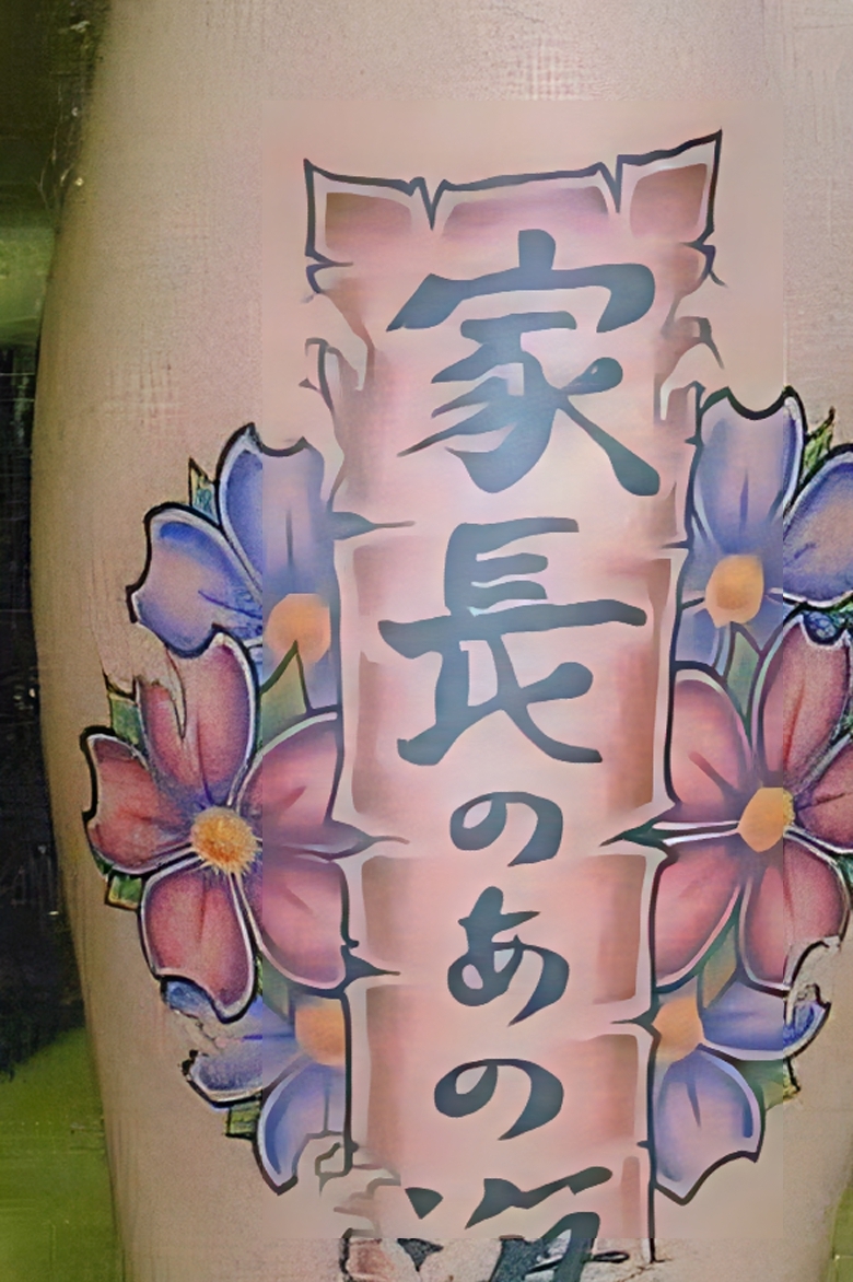 Chinesische Schriftzeichen mit Blumen