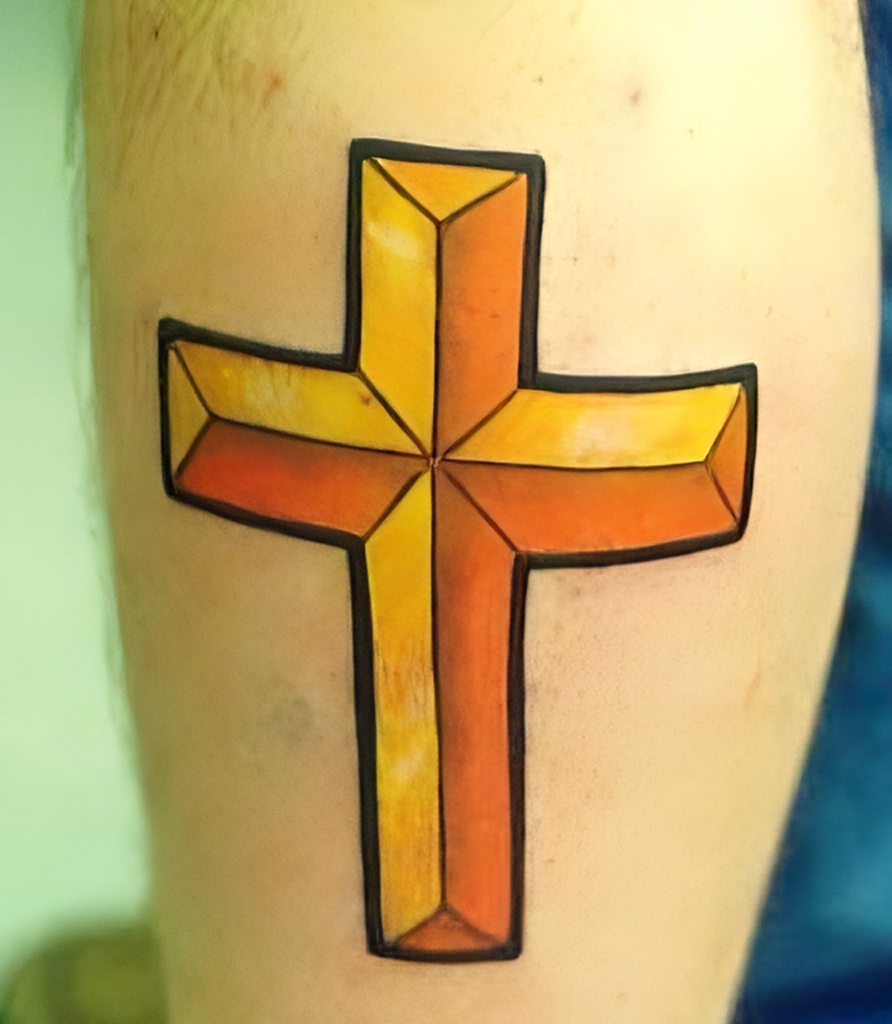 Gelbes Kreuz mit schwarzer Umrandung