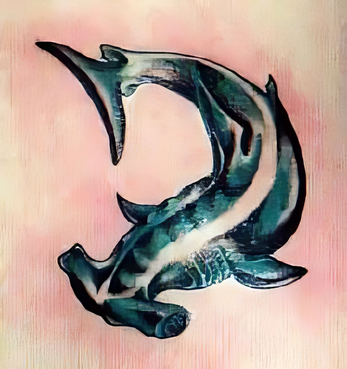 Hammerhai in Türkis und Schwarz Tönen