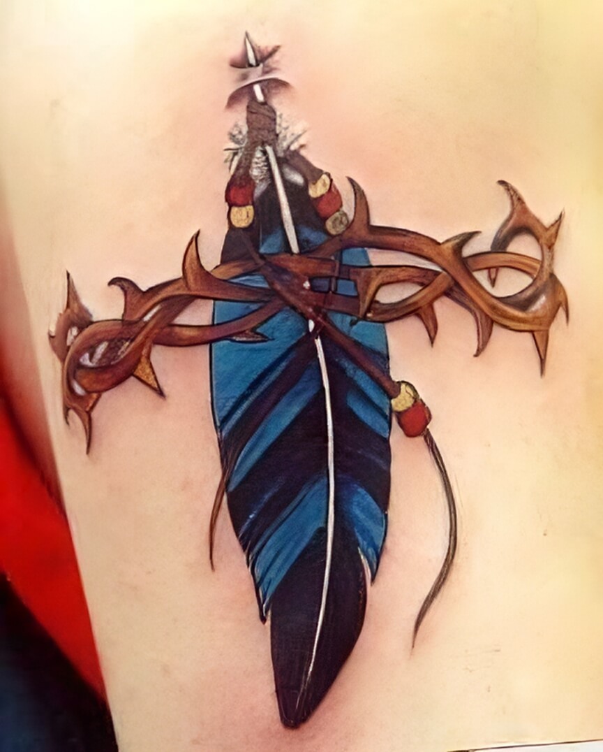 Indianer Armband mit Feder und Dornenranken