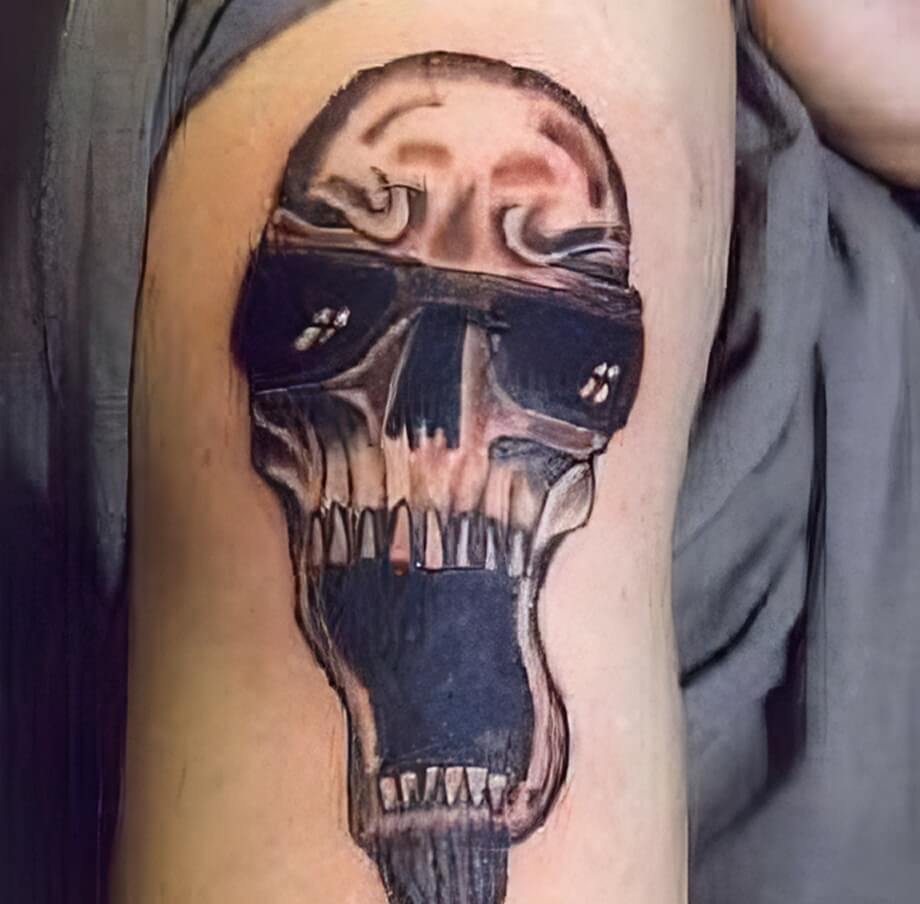 otenkopf mit Sonnebrille im Munch Stil Totenkopf mit Sonnebrille im Munch Stil